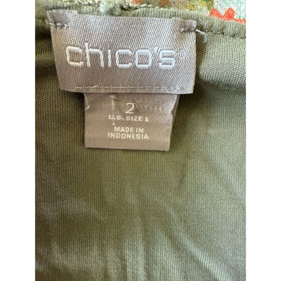 Chico's Modal Light Olive Green Swing Flowy Soft Cozy Scoop Neck Short Sleeve L - Picture 3 of 4
